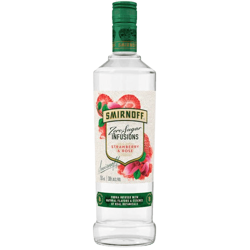 Smirnoff Zero Sugar Infusions Vodka, Strawberry & Rose - 750ML