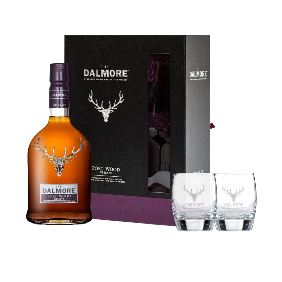 The Dalmore Port Wood Gift Set with 2 Glasses - 750ML 