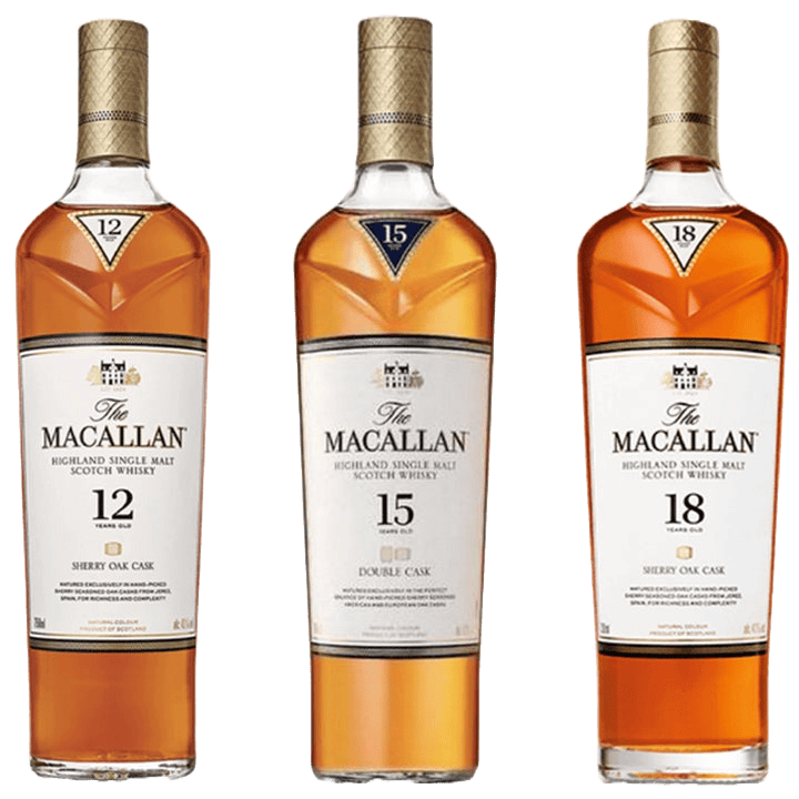 The Macallan Double Cask 12, 15, & 18 Years Old Scotch Bundle 