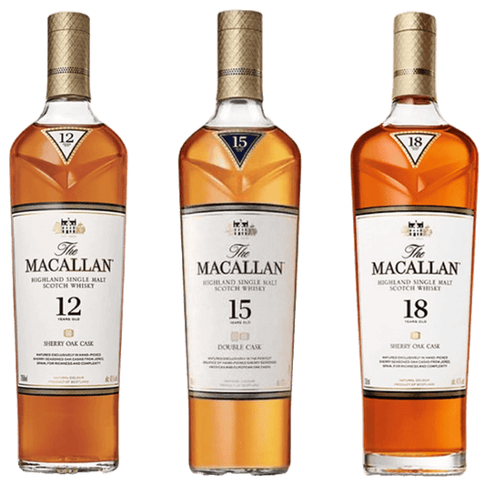 The Macallan Double Cask 12, 15, & 18 Years Old Scotch Bundle 