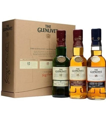 The Glenlivet 12 - 15 and 18 Year Old Single Malt Scotch Whisky Tasting Collection Set